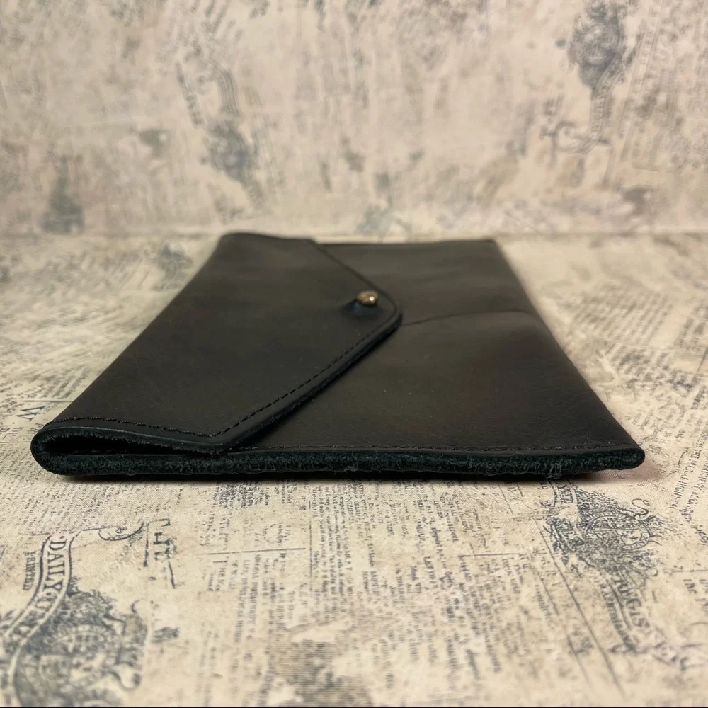 Parker Clay Black Leather Wallet Card Holder Travel Document Pouch Organizer